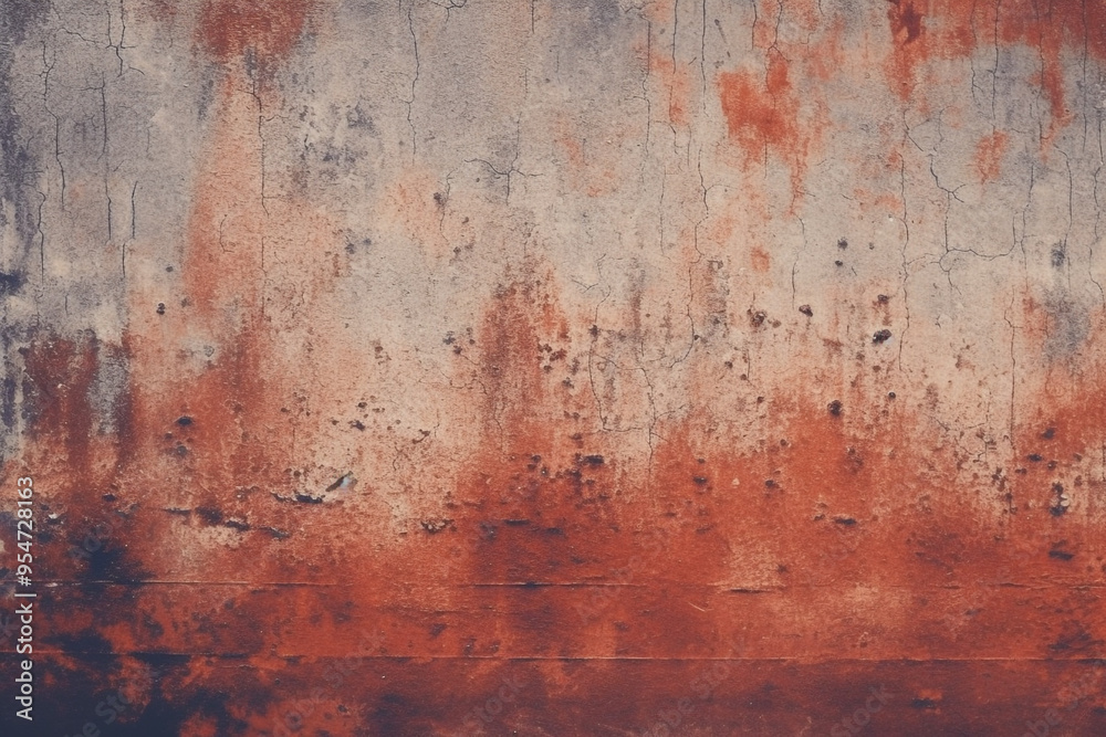 A painting featuring a color scheme of red, blue, and brown on a retro wall background A painting featuring a color scheme of red, blue, and brown on a retro wall background