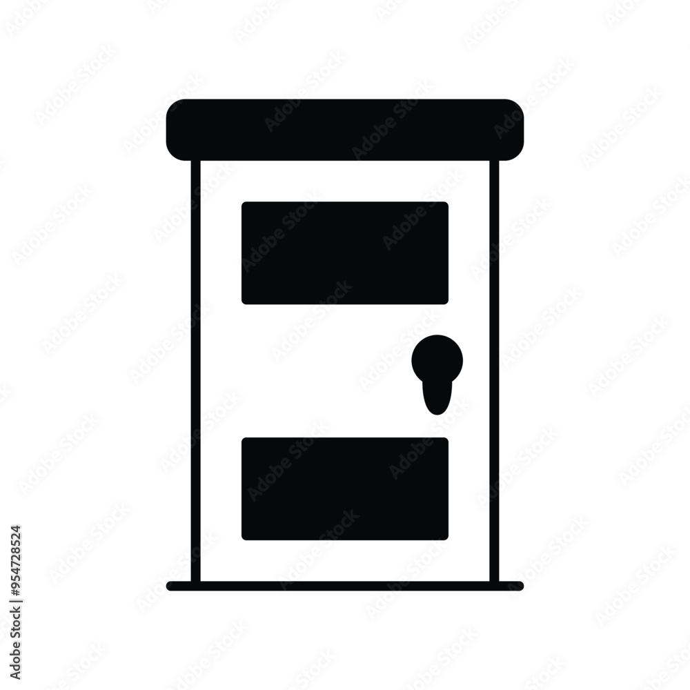 front door glyph icon with white background vector stock illustration front door glyph icon with white background vector stock illustration
