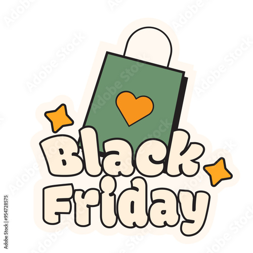 Black Friday Sticker. Vector Illustration