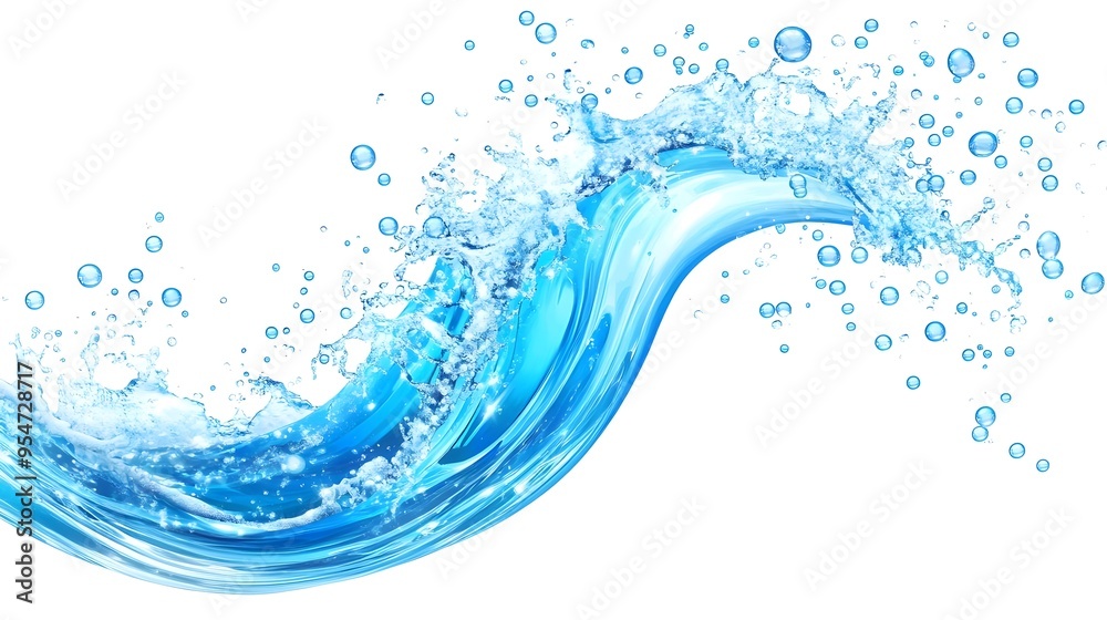 Blue Water Wave Splash with Bubbles - Isolated Blue Water Wave Splash with Bubbles - Isolated