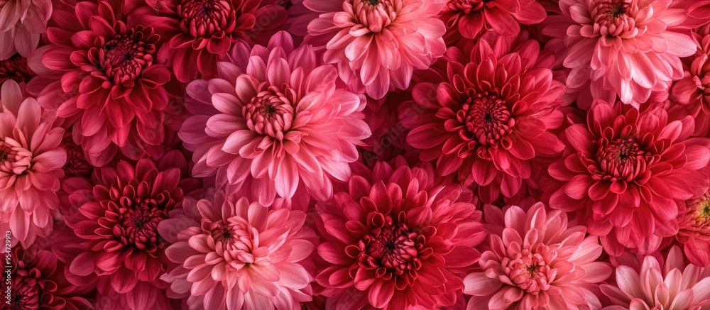 Magenta red Chrysanthemum in a fall garden close up top view with copy space Magenta red Chrysanthemum in a fall garden close up top view with copy space