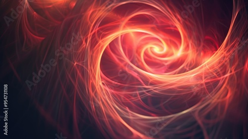 Abstract fractal shapes of swirling light against a dark background