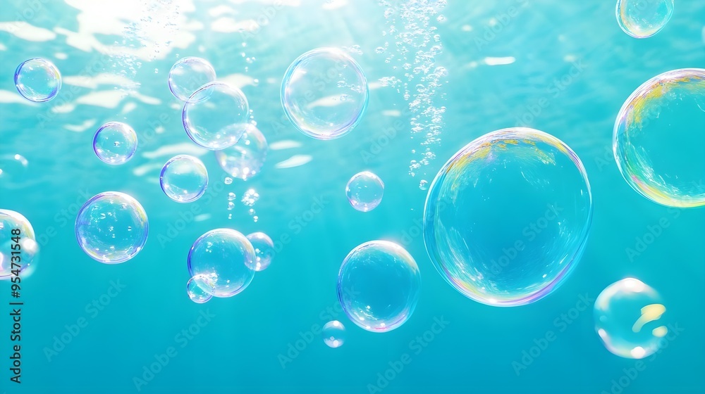 Bubbles Floating Underwater Turquoise Bubbles Floating Underwater Turquoise