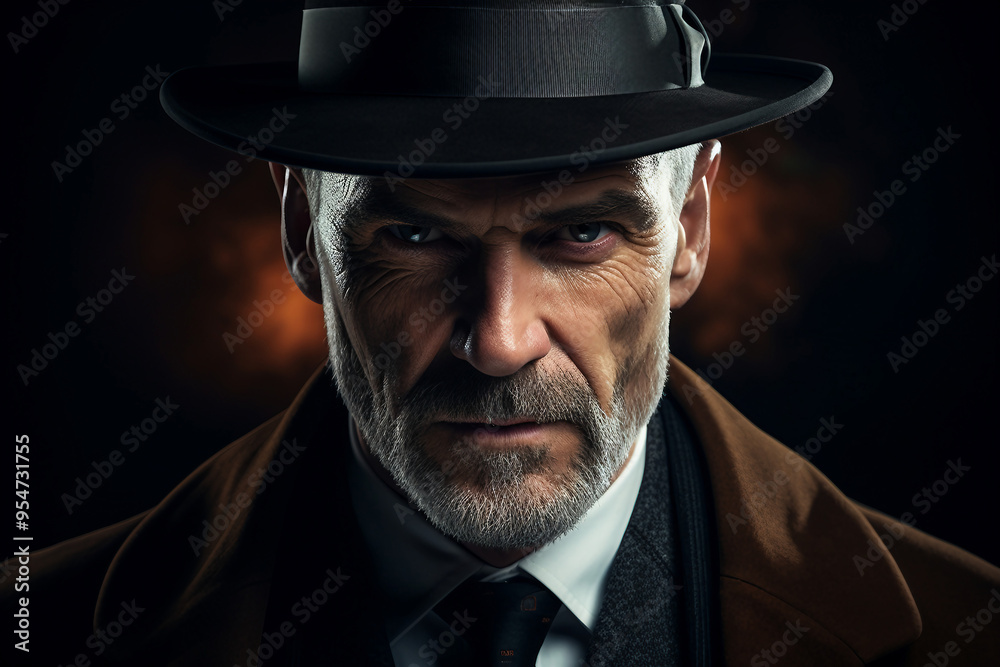 Generative AI illustration of secret agent spy person classic spy movie stylish action clothes scene Generative AI illustration of secret agent spy person classic spy movie stylish action clothes scene