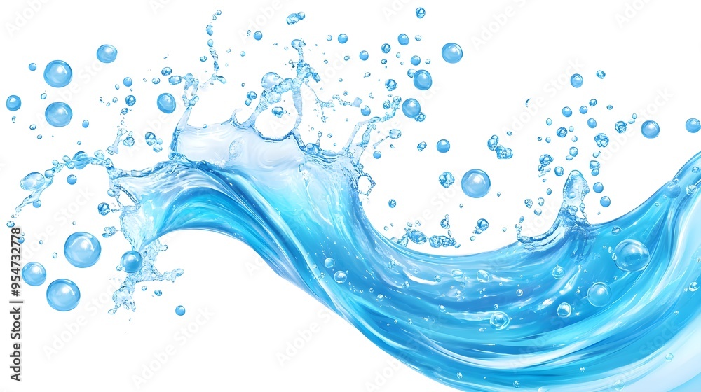 Splashing Blue Water with Air Bubbles Splashing Blue Water with Air Bubbles