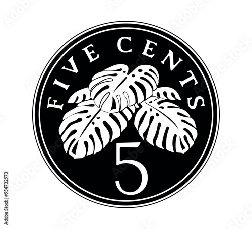 Reverse of 5 cents 1992–2012 years, Singapore.
