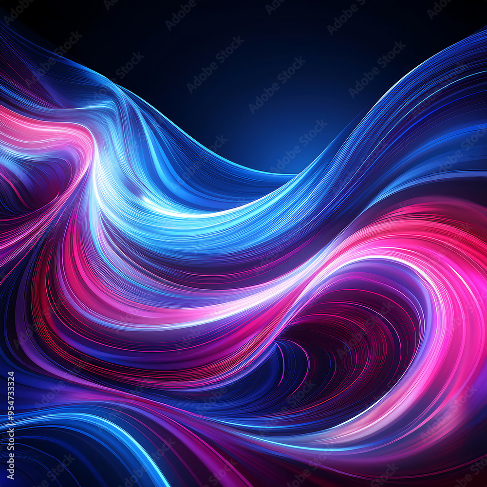 Abstract Swirling Waves of Blue and Pink Light on Dark Background- This digital art feature_1(18) Abstract Swirling Waves of Blue and Pink Light on Dark Background- This digital art feature_1(18)
