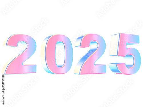 Colorful 2025 Happy New Year Transparent Background for Your Flyers, banners, stickers, and Seasonal Greeting Cards