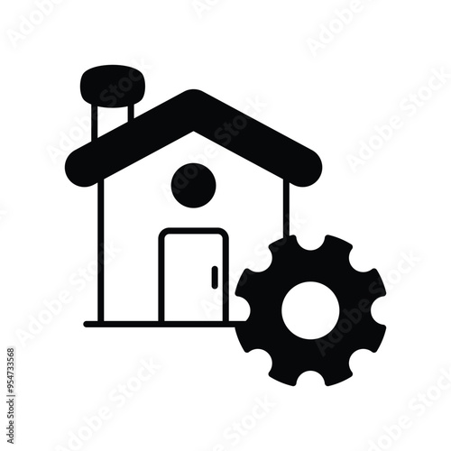 property management glyph icon with white background vector stock illustration