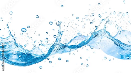 Splashing Water Drops Blue Isolated Background