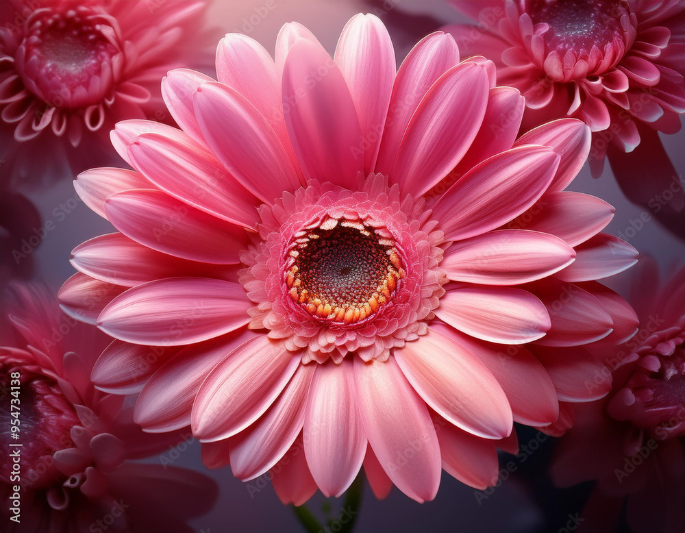 Fototapeta premium Closeup Illustration of a Pink Daisy Flower Detailed Artistic Floral Design and Botanical Art