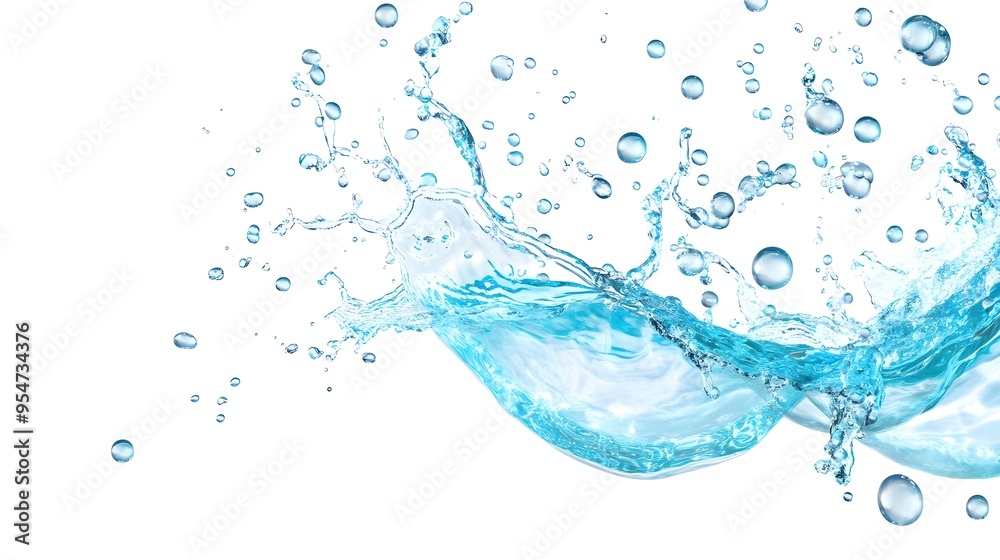 Splashing Water with Bubbles - Isolated on White Background Splashing Water with Bubbles - Isolated on White Background