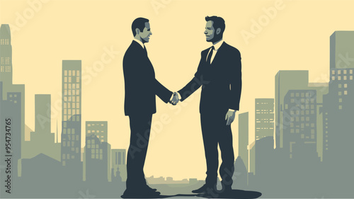 Businessmen shaking hands, forming partnership, negotiating deal, reaching agreement for successful collaboration and mutual growth