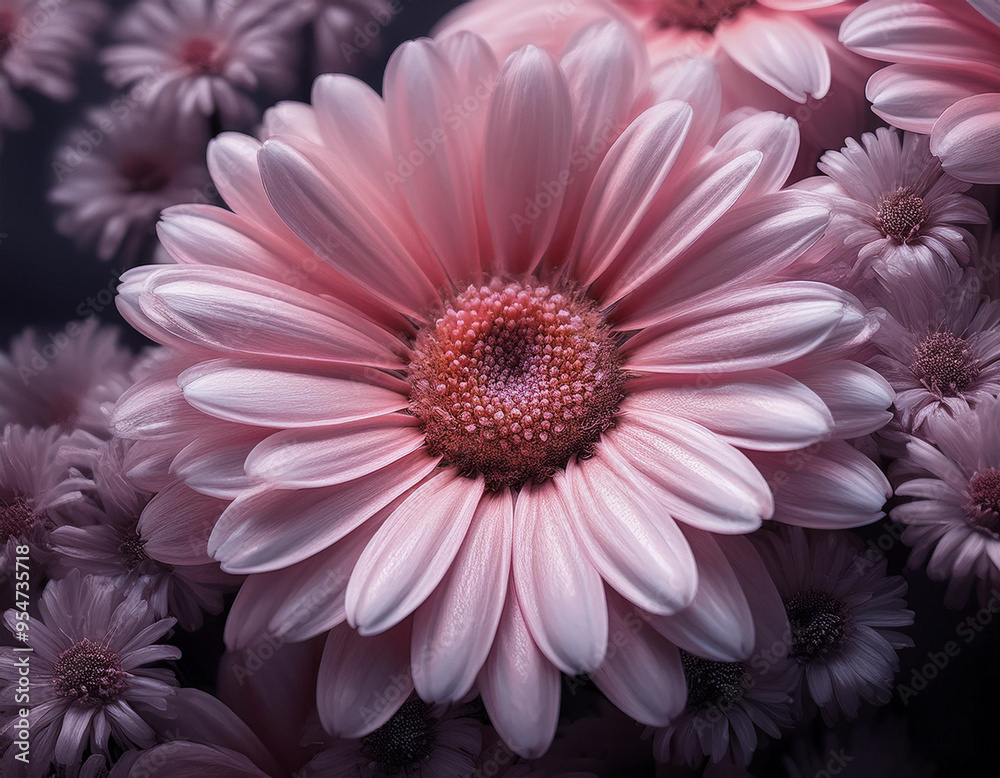 Closeup Illustration of a Pink Daisy Flower Detailed Artistic Floral Design and Botanical Art Closeup Illustration of a Pink Daisy Flower Detailed Artistic Floral Design and Botanical Art