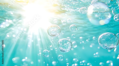 Underwater Bubbles, Sunlight & Turquoise Water