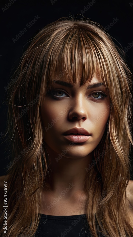 Naklejka premium Hair Salon Female Model. Studio Portrait. Professional Hair Cut