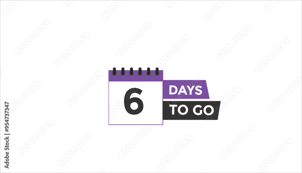 6 days to go Countdown number banner templates. time icon. Vector Illustration
6 days to go Countdown number banner templates. time icon. Vector Illustration