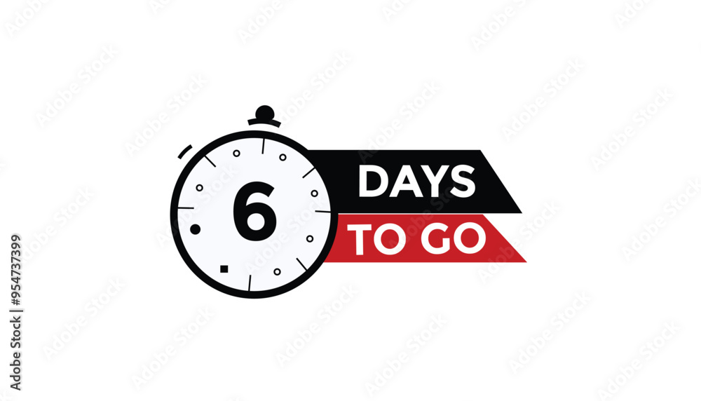 6 days to go Countdown number banner templates. time icon. Vector Illustration 
