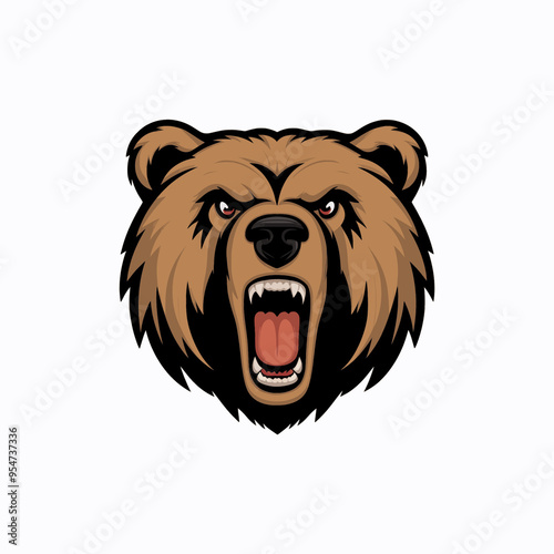 bear head design logo illustration on white background