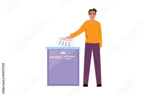 Individual submitting voting document into a secure ballot box