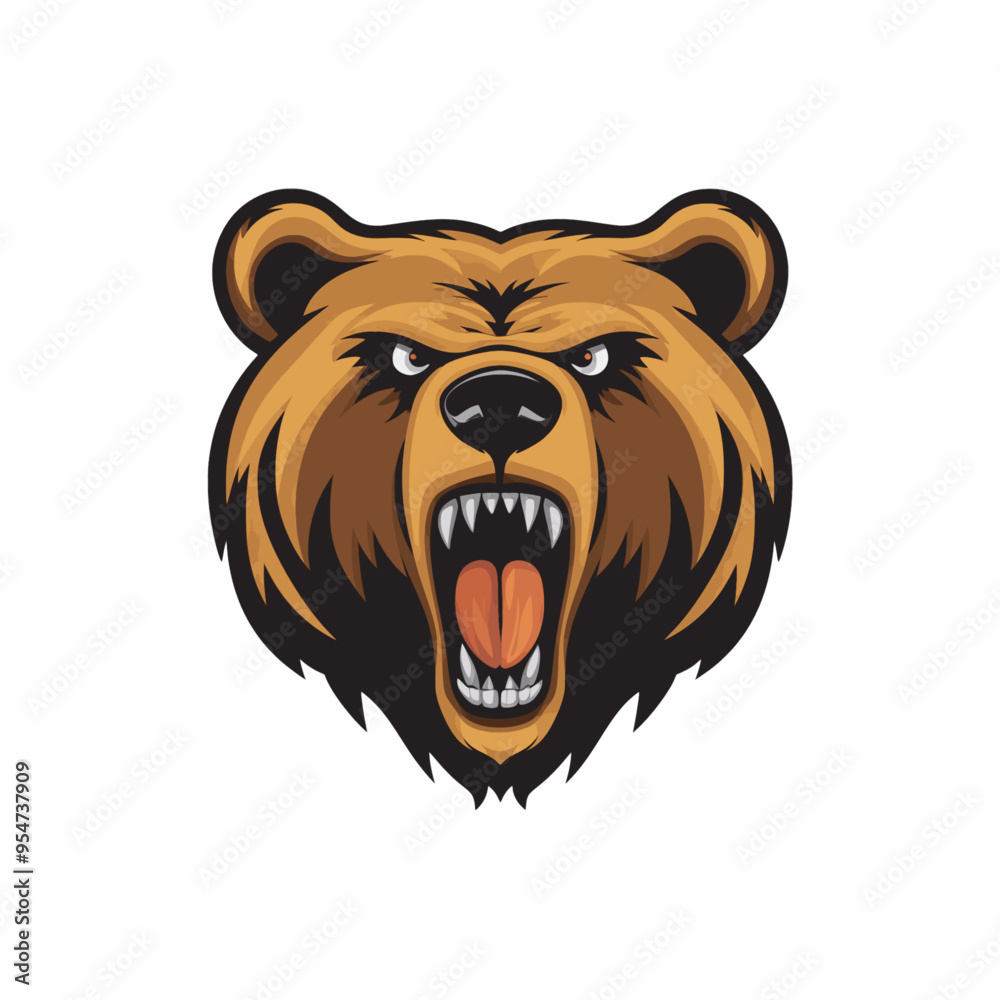 bear roar head design logo illustration on white background bear roar head design logo illustration on white background
