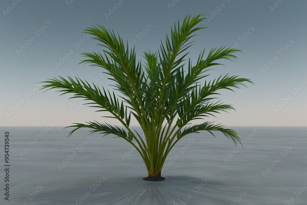 Obraz premium 3D Visual of Ophiopogon Japonicus Foliage on a Serene Sterile Backdrop