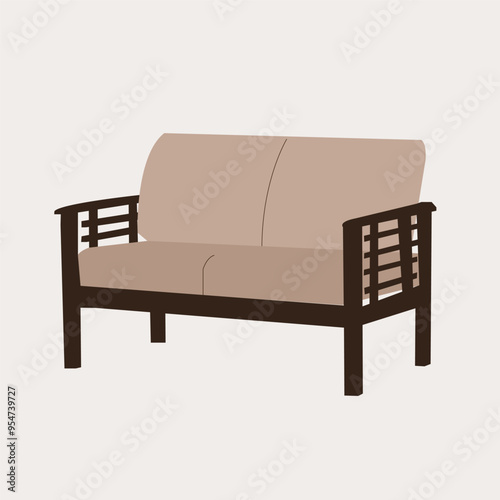 Brown color sofa isolate on white