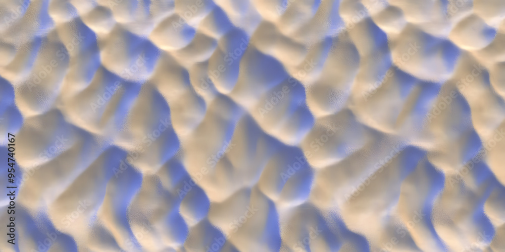 Seamless windswept sandy beach ripples aerial view normal map background texture. Realistic 8k summer desert sand dunes repeat pattern design. Height or bump mapping material shader. 3D rendering. Seamless windswept sandy beach ripples aerial view normal map background texture. Realistic 8k summer desert sand dunes repeat pattern design. Height or bump mapping material shader. 3D rendering.
