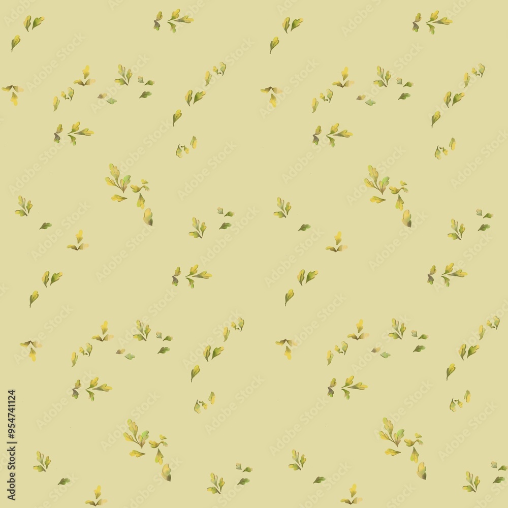 seamless pattern of watercolor leaves classic design on a green background seamless pattern of watercolor leaves classic design on a green background