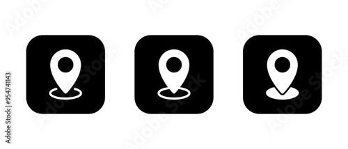 Address location, map pin icon on black square