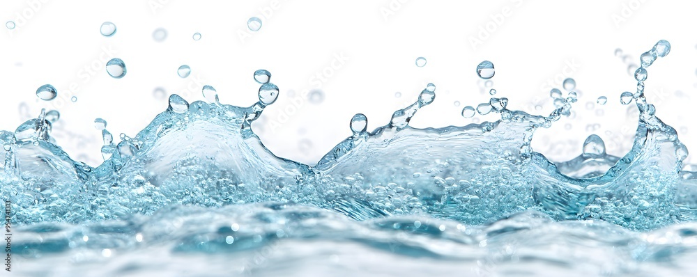 Water Splash and Bubbles Isolated on White Water Splash and Bubbles Isolated on White
