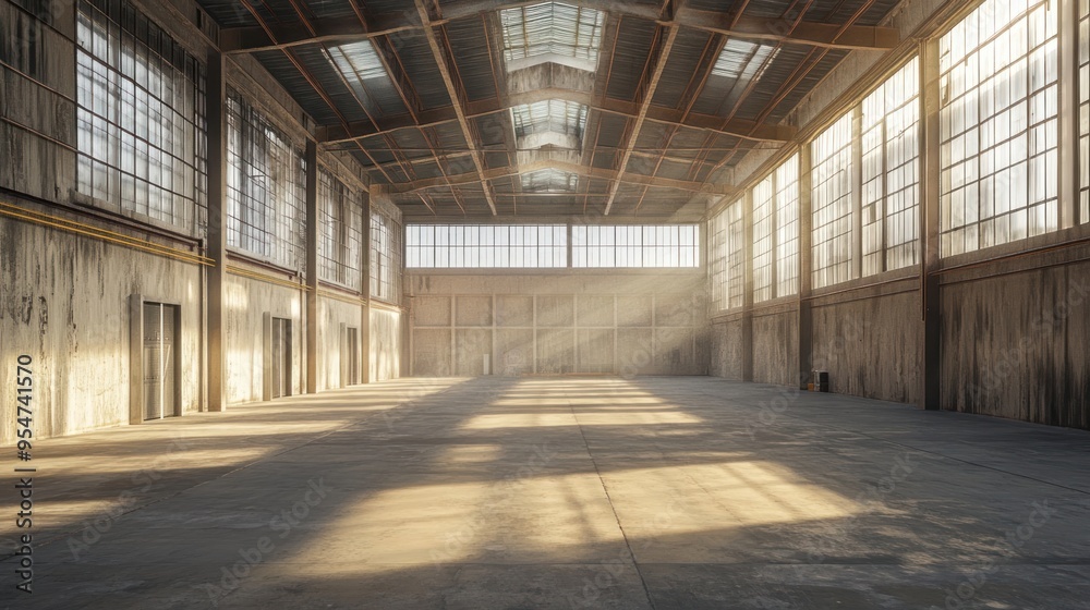 Sunbeams in an Industrial Warehouse Sunbeams in an Industrial Warehouse