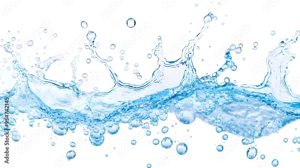 Water Splash and Bubbles on White Background Water Splash and Bubbles on White Background