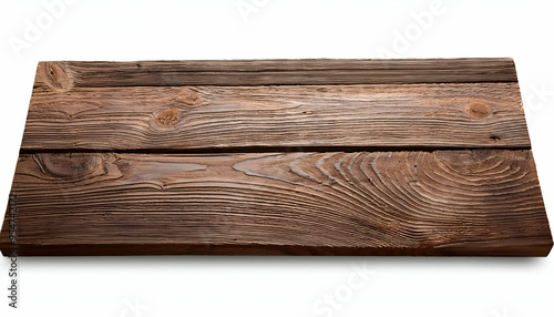 Rustic wooden platform with natural texture and dark brown hue Tilted wooden surface with grooved white background 