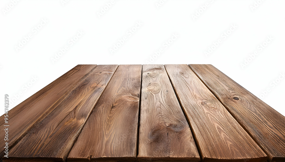 Rustic wooden platform with natural texture and dark brown hue Tilted wooden surface with grooved white background Rustic wooden platform with natural texture and dark brown hue Tilted wooden surface with grooved white background