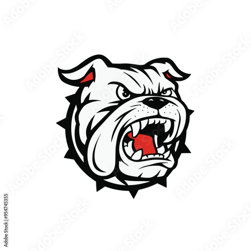 bulldog head roar design logo illustration