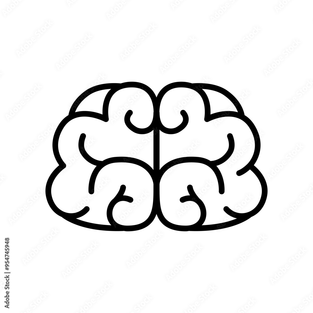 Brain icon in thin line style vector illustration graphic design Brain icon in thin line style vector illustration graphic design
