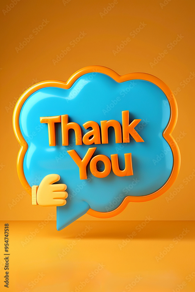 3D thank you message in a speech bubble with vibrant colors on orange background Symbolizing Gratitude and Approval 3D thank you message in a speech bubble with vibrant colors on orange background Symbolizing Gratitude and Approval