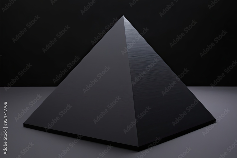 Geometric Three-Dimensional Pyramid Model on a Black Backdrop Geometric Three-Dimensional Pyramid Model on a Black Backdrop