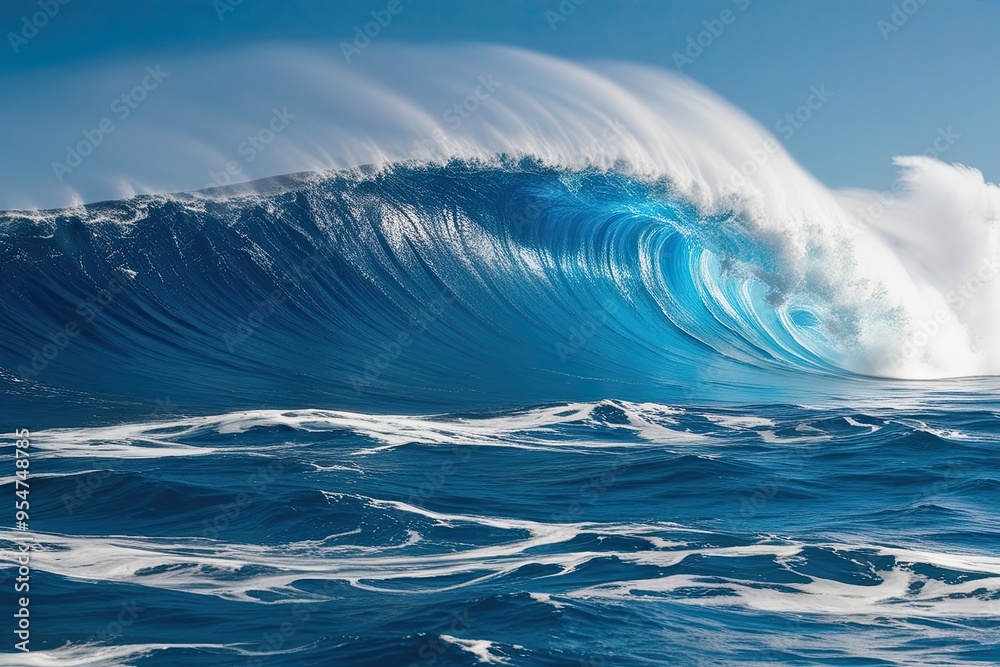 Stunning Visualization of Ocean Waves Vibrant Blue Sea with Energetic Fluid Dynamics Stunning Visualization of Ocean Waves Vibrant Blue Sea with Energetic Fluid Dynamics