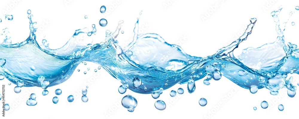 Water Splash with Bubbles, Isolated on White Background Water Splash with Bubbles, Isolated on White Background