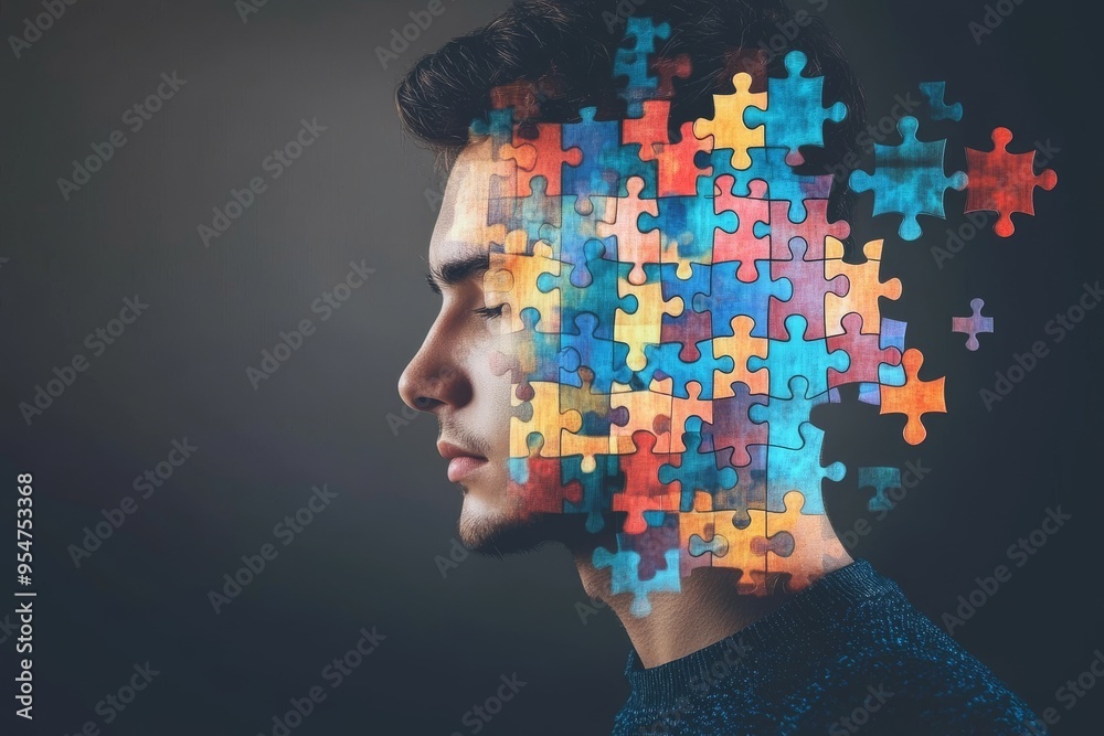 © Leo Rohmann - Unconscious mind Problem solving Man with puzzle pieces integrated into his head representing the intricate process of identity formation and the complexity of human thought © Leo Rohmann - Unconscious mind Problem solving Man with puzzle pieces integrated into his head representing the intricate process of identity formation and the complexity of human thought