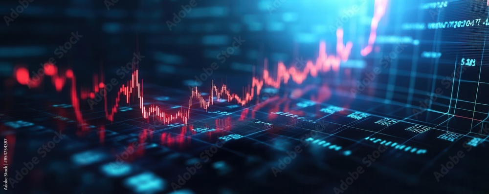 Digital graph showing sharp declines in interest rates, global financial crisis concept