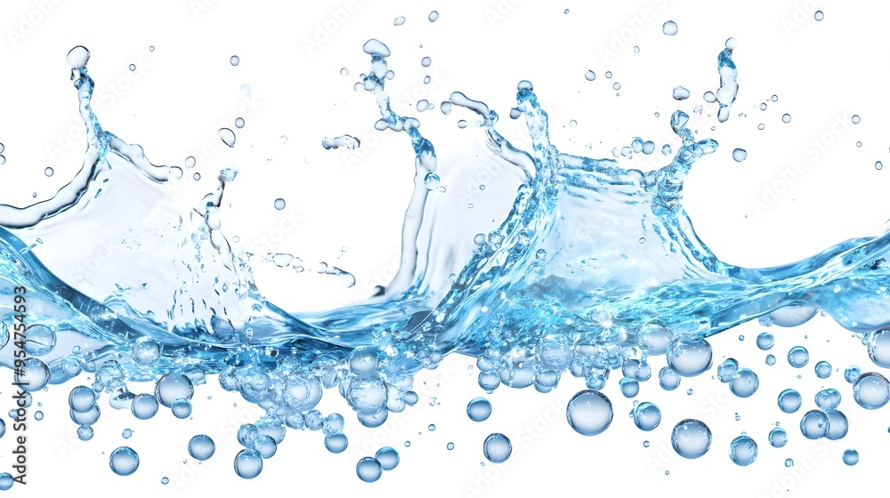 Water Splash with Bubbles, White Background, Liquid Texture Water Splash with Bubbles, White Background, Liquid Texture