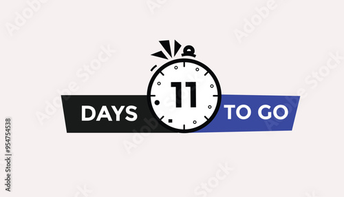 11 days to go Countdown number banner templates. time icon. Vector Illustration 
