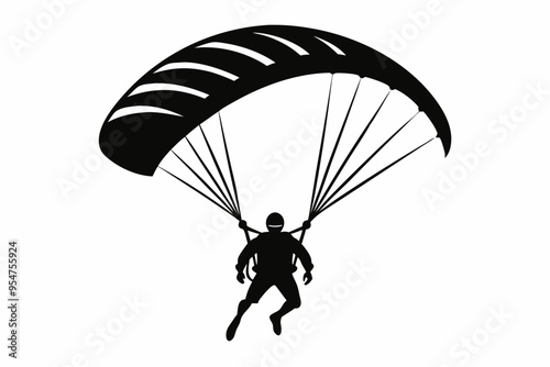 Paragliding silhouette vector illustration