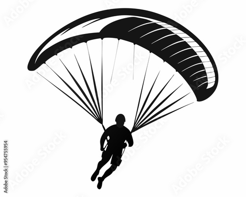 Paragliding silhouette vector illustration