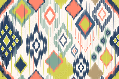 Ethnic ikat seamless pattern.beautiful pattern. folk embroidery,bohemian style,aztec geometric art ornament print.ethnic abstract art.Seamless fabric.design for fabric, carpet, wallpaper, clothing.