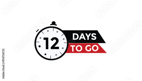 12 days to go Countdown number banner templates. time icon. Vector Illustration 