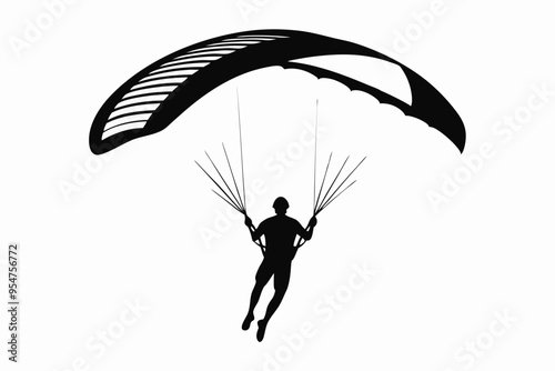 Paragliding silhouette vector illustration